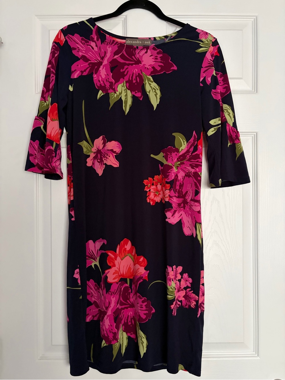 Alexandra + Oak Navy Dress with Pink Floral Print